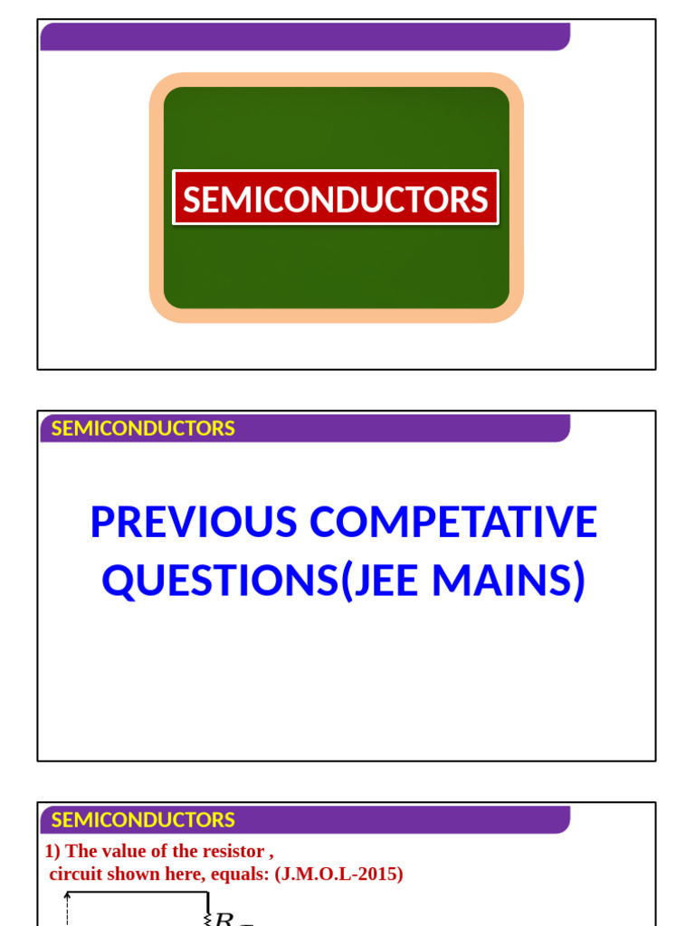 JEE Mains Semiconductor Questions | PDF | Diode | Semiconductors