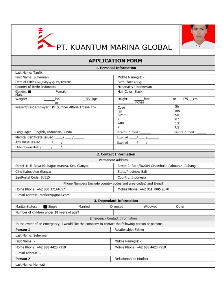 CV Application for Cook Position | PDF | National Security
