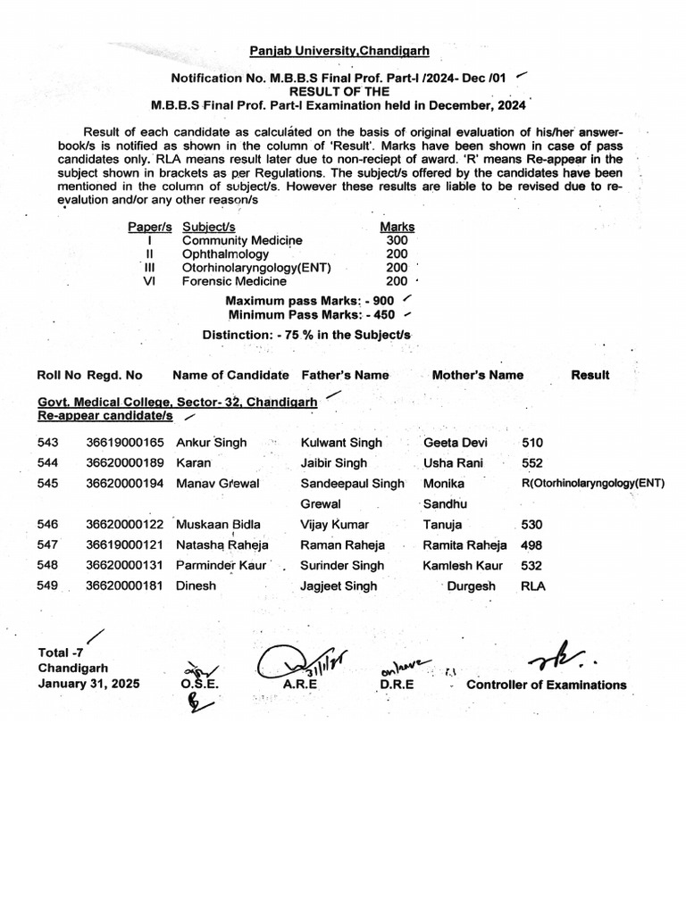Mbbs Final Prof. Part I Dec 2024 d1 31012025 | PDF