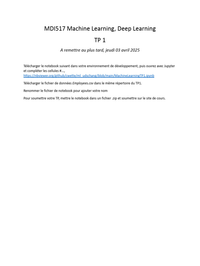 TP1 Machine Learning et Deep Learning | PDF