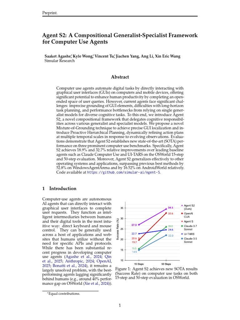 Agent S2: Advancing Computer Use Agents | PDF | Graphical User ...