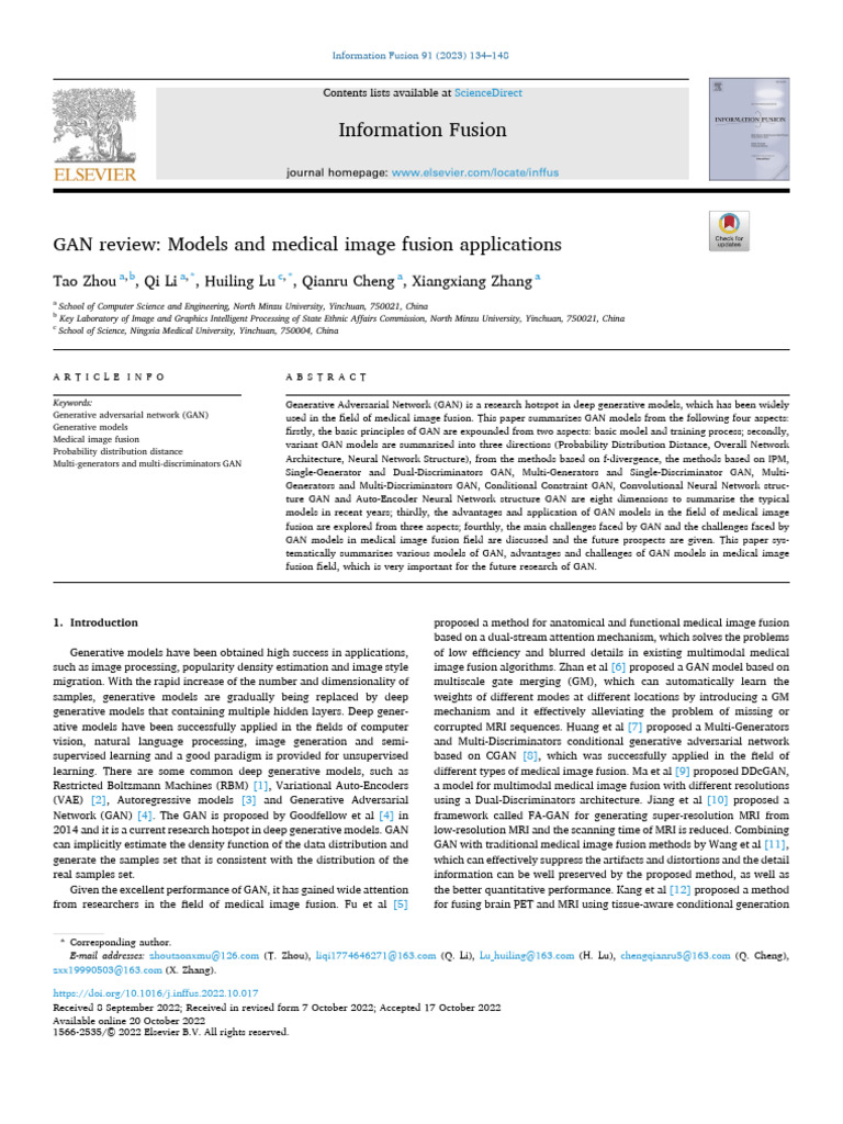 GAN in Medical Image Fusion: Pros & Cons | PDF | Machine Learning ...