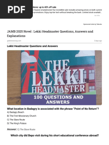 JAMB 2025 Novel _ Lekki Headmaster Questions, Answers and Explan