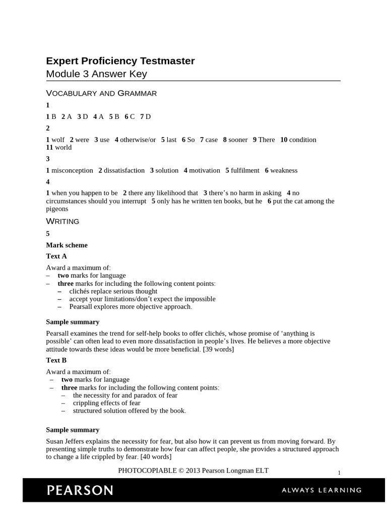 Module 3 Vocabulary & Grammar Answers | PDF