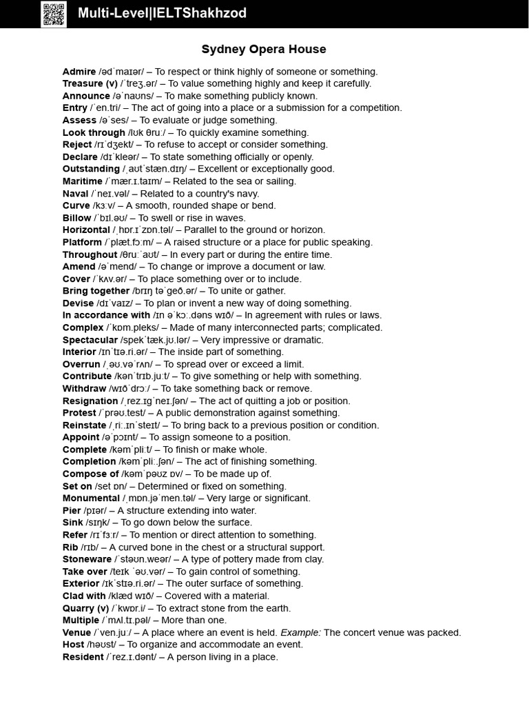 Sydney Opera House Terminology Guide | PDF