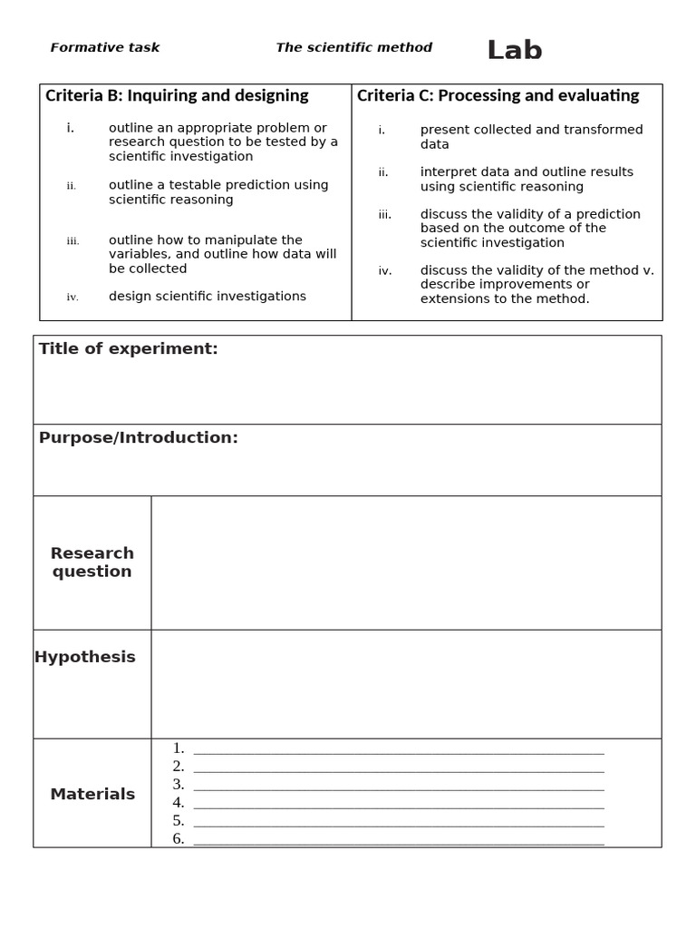 Scientific Method Lab Report Guide | PDF | Experiment | Scientific Method