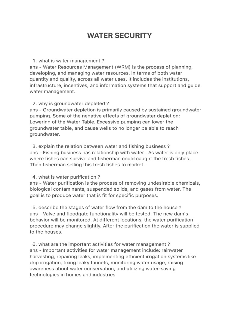 Water Security | PDF | Water | Water Purification