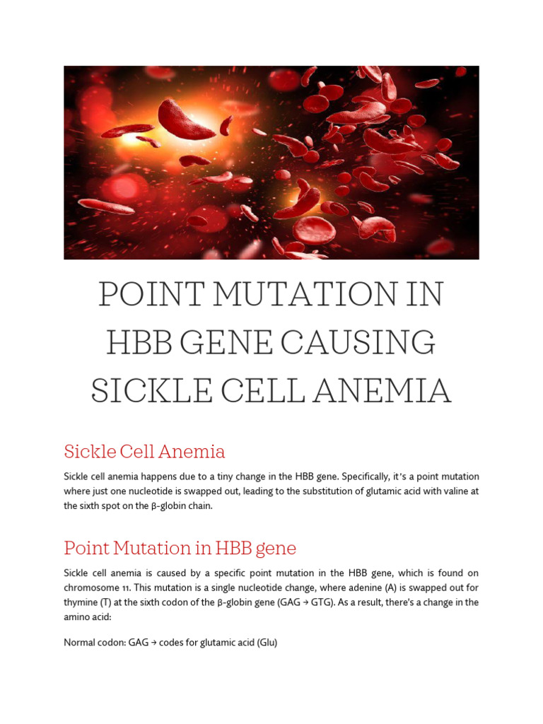 Group 6 Sickle Cell Anemia | PDF | Point Mutation | Genetics