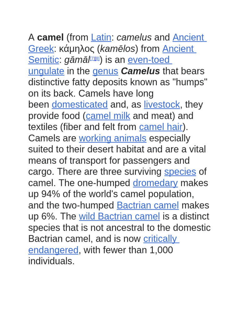 Camel Species and Their Origins | PDF | Camel | Domesticated Animals