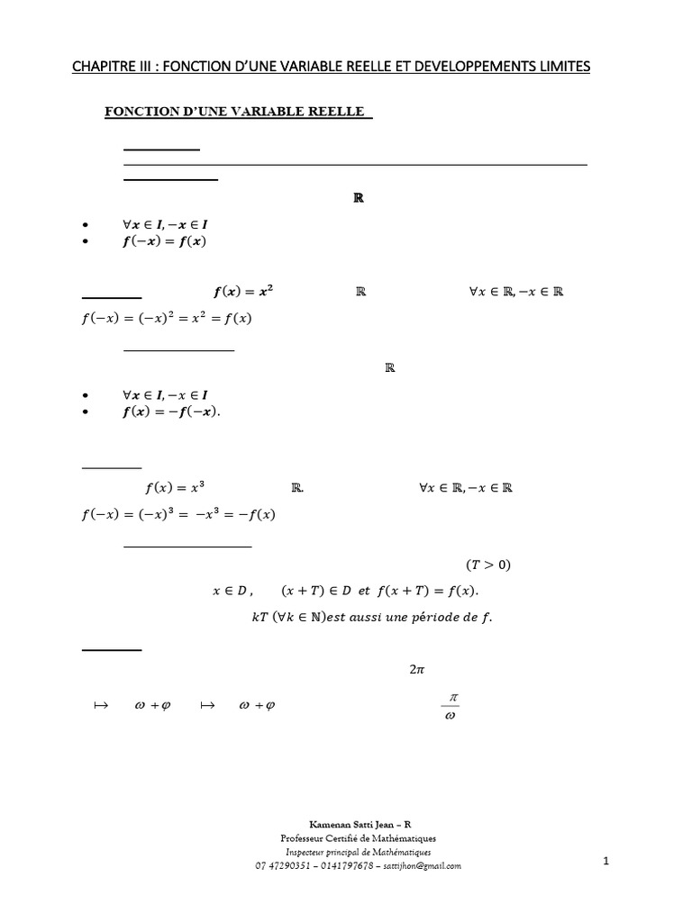 Fonctions réelles : propriétés et limites | PDF | Asymptote | Limite ...