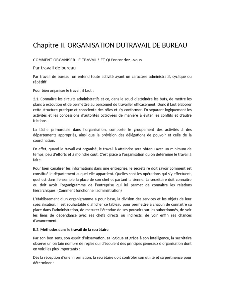 Organisation Efficace du Travail de Bureau | PDF | Informations