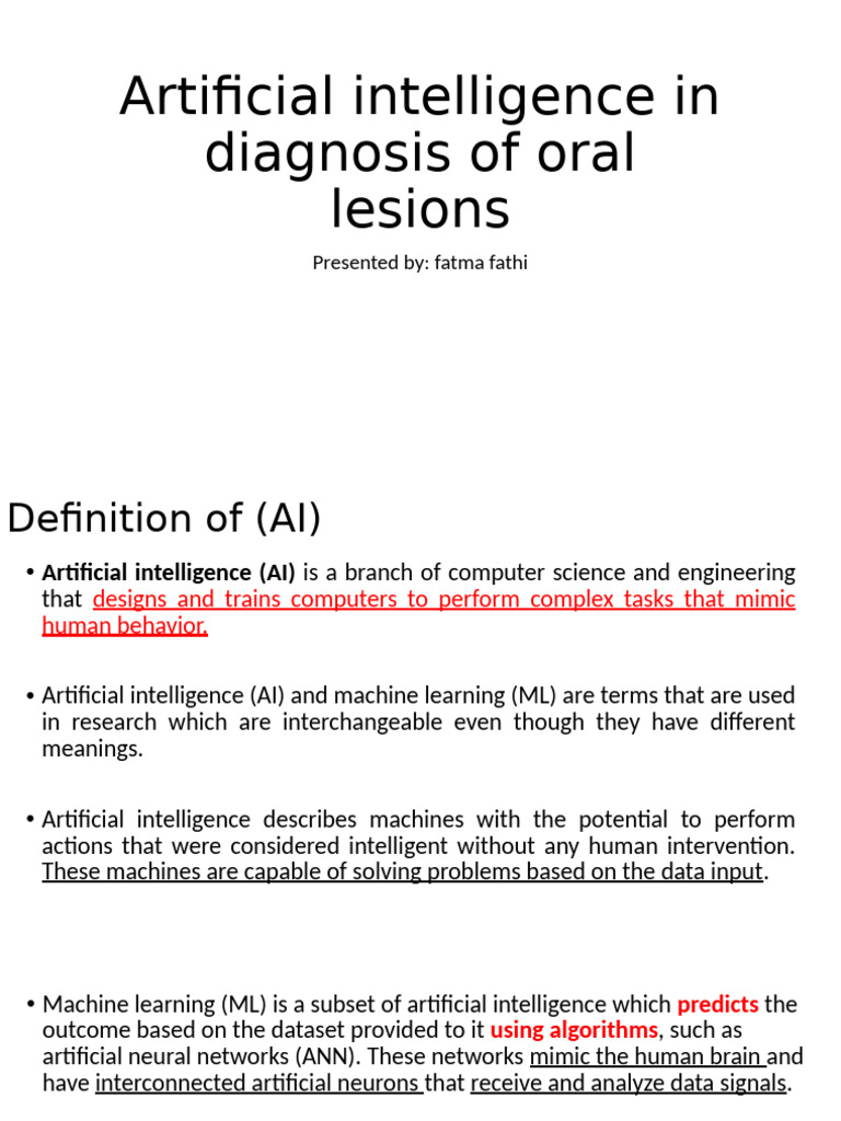 AI in Oral Lesion Diagnosis | PDF | Support Vector Machine | Machine ...