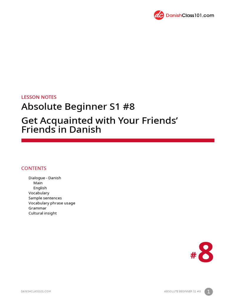 Danish Beginner Lesson: Introducing Friends | PDF | Grammatical Tense ...