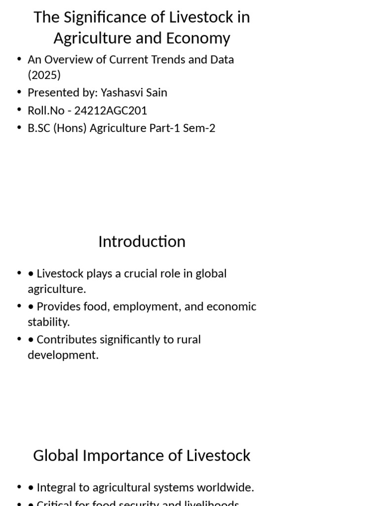 Livestock's Role in Agriculture & Economy | PDF | Livestock | Agriculture