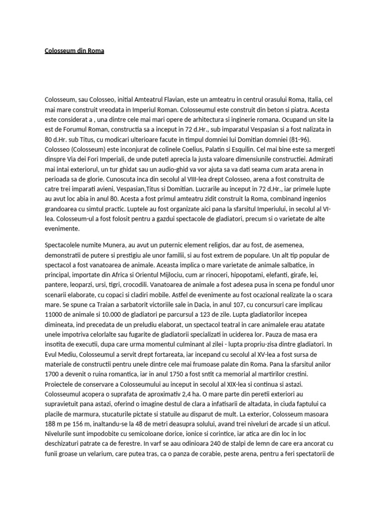 Colosseum Din Roma | PDF