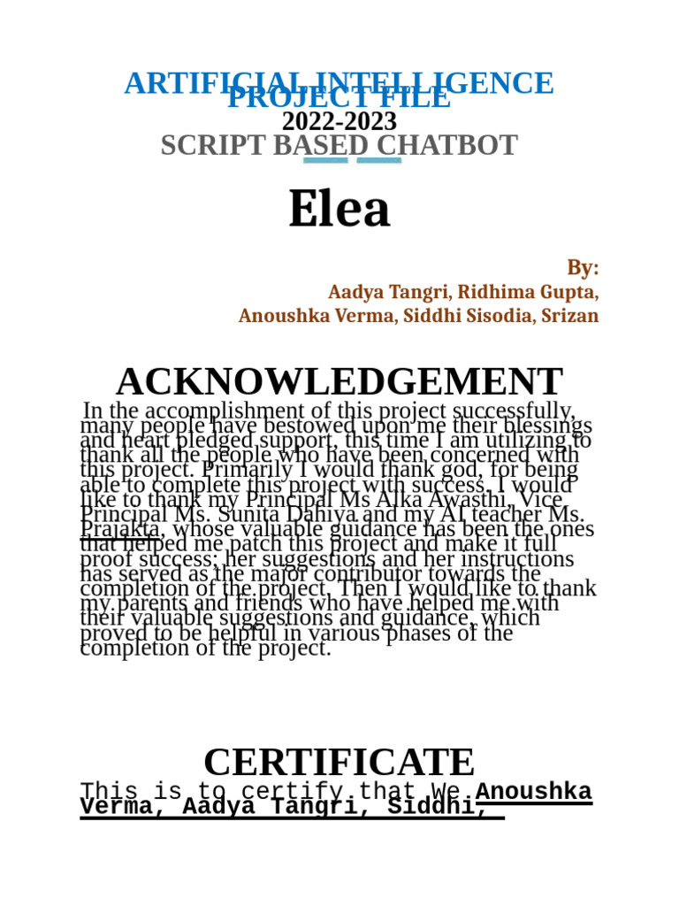 Elea Chatbot Project Overview 2022-2023 | PDF | Artificial Intelligence ...