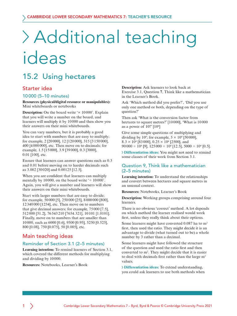 Teaching Hectares in Mathematics 7 | PDF | Behavior Modification ...