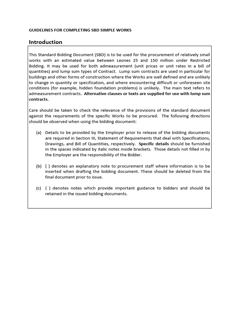 SBD Guidelines for Small Works | PDF