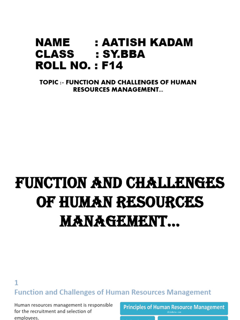 Function and Challenges of Human Resources Management | PDF | Human ...