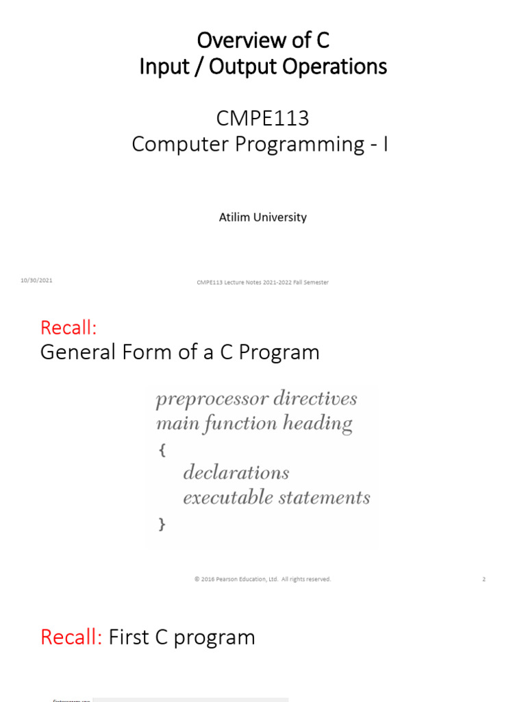 CMPE113_Lecture 5_Input_Output_Operations | PDF | Integer (Computer ...