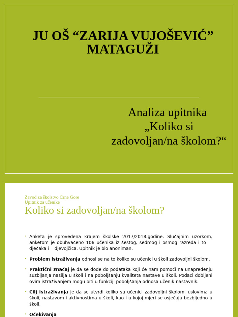 Koliko Si Zadovoljan Skolom | PDF