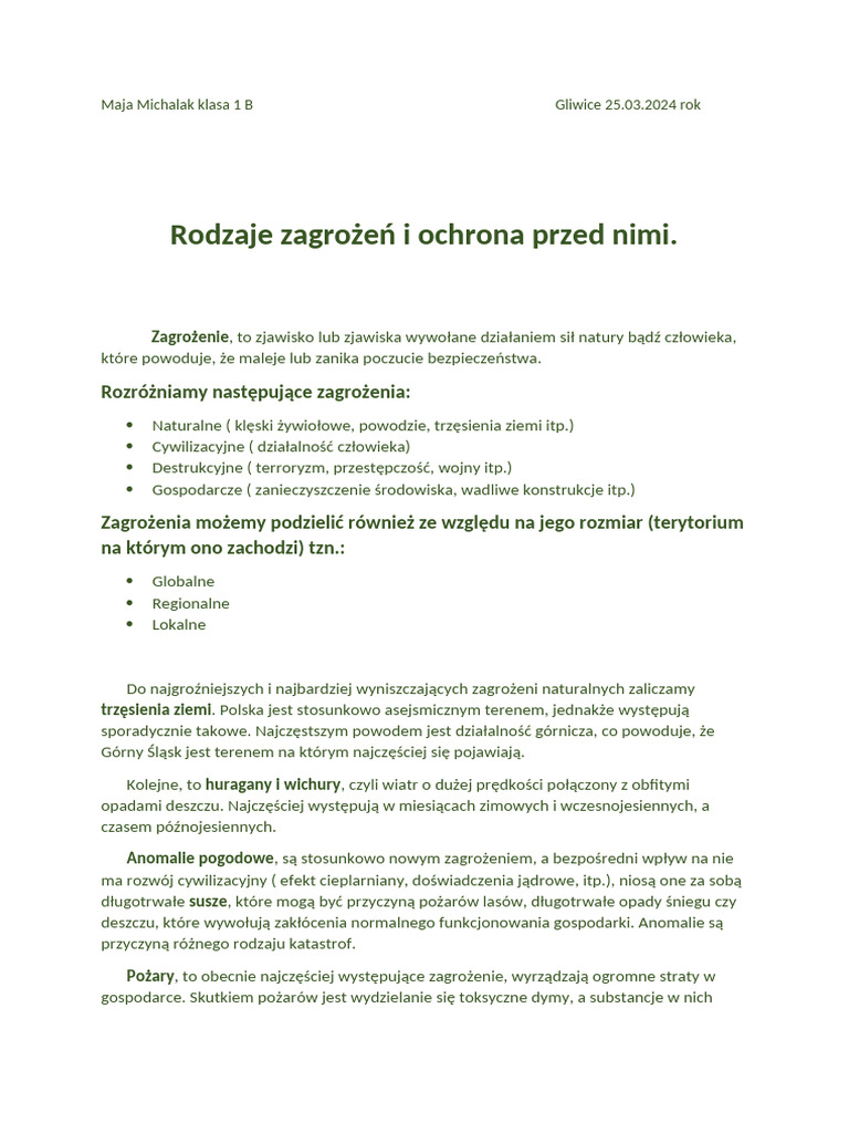 Rodzaje Zagrożeń I Ochrona Przed Nimi | PDF