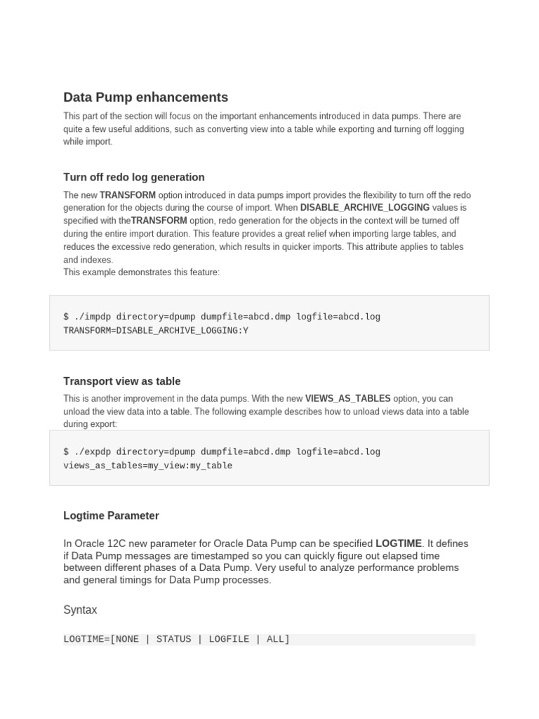 New Feature in Expdp and RMAN | PDF | Data Compression | Data Management