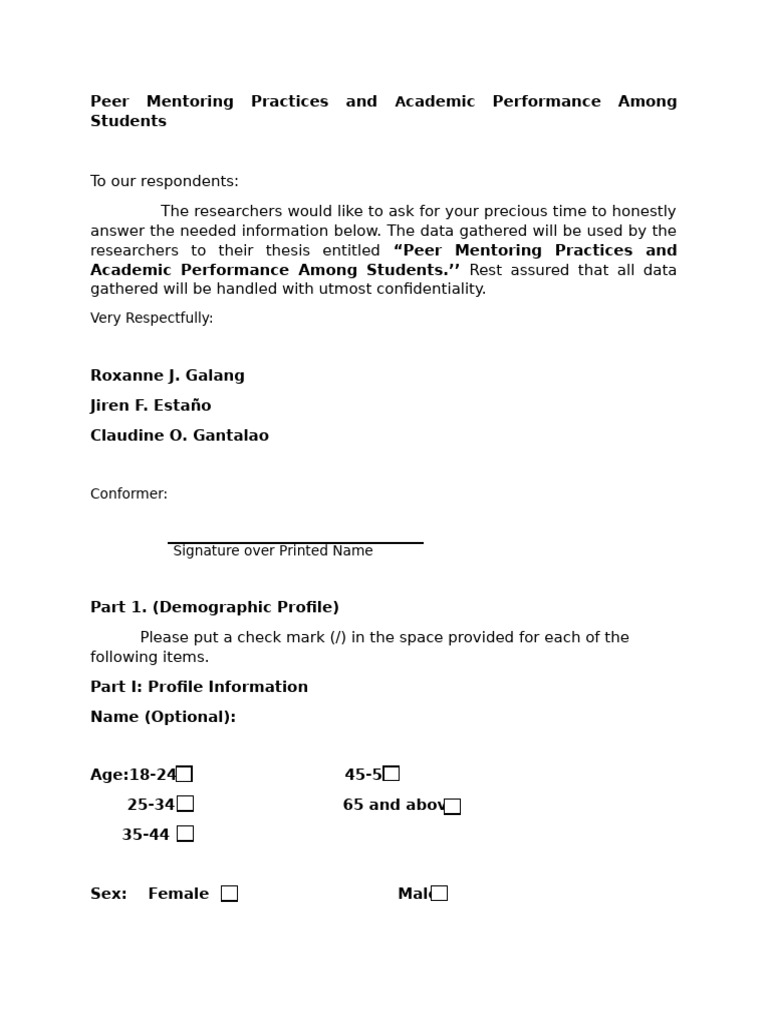 Original NEW Peer Mentoring Practices and Academic Perfomance Among ...