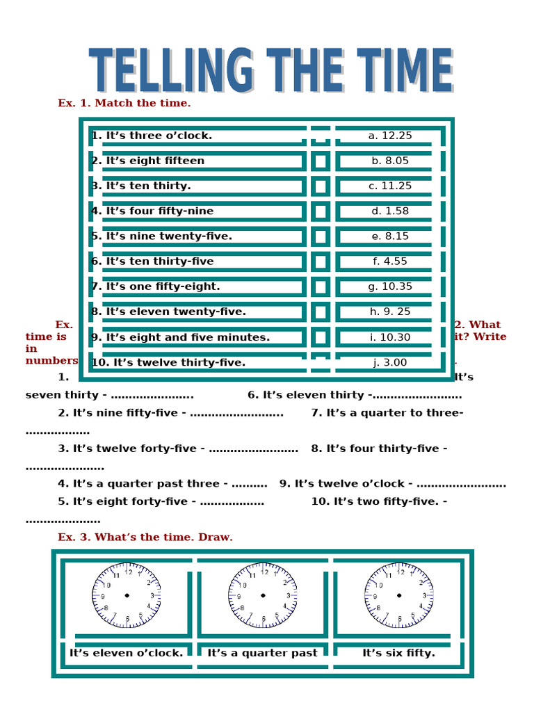 Telling The Time Fun Activities Games Tests Warmers Coolers - 3172 | PDF