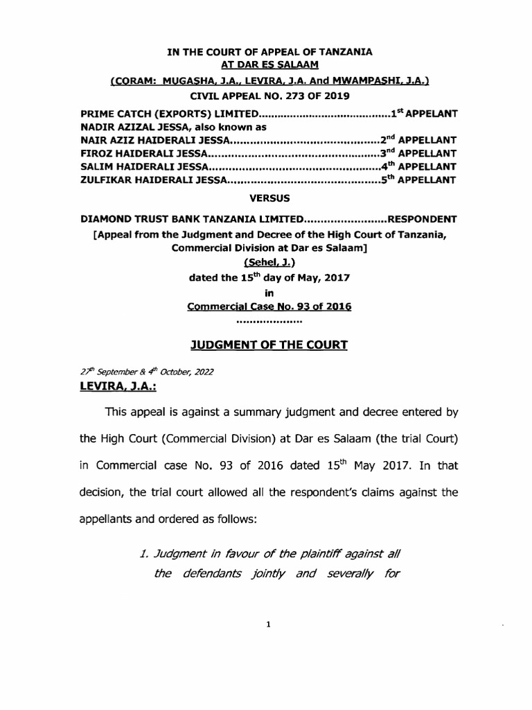 Tanzania Civil Appeal on Summary Judgment | PDF | Lawsuit | Guarantee