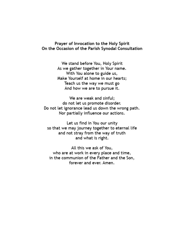 Adsumus Prayer of Invocation To The Holy Spirit | PDF