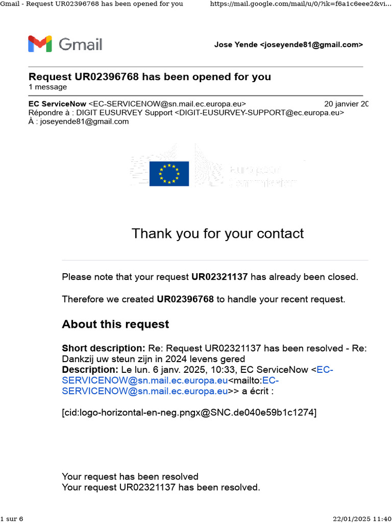 Gmail - Request UR02396768 Has Been Opened For You | PDF