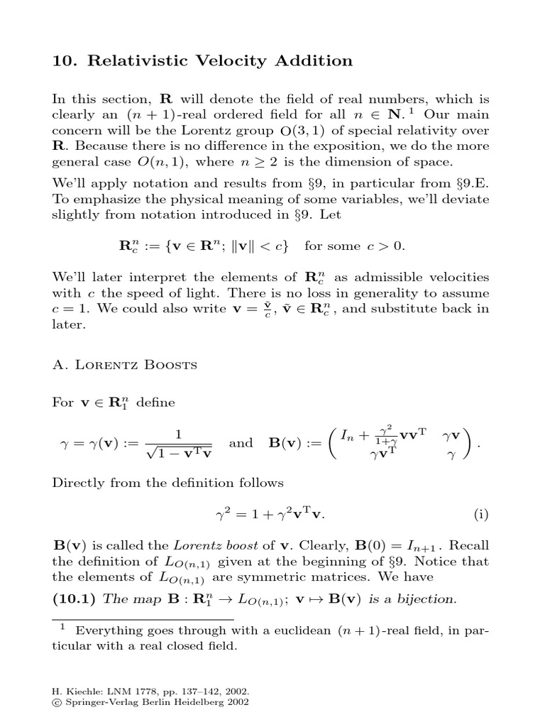 Relativistic Velocity Addition Explained | PDF | Special Relativity ...