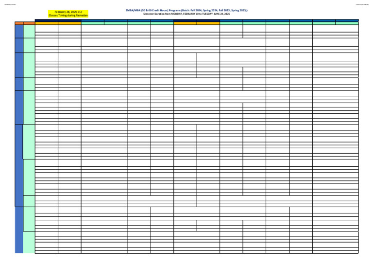 Ramadan EMBA & MBA Classes Timetable (SP25) - 20250227 | PDF | Master ...