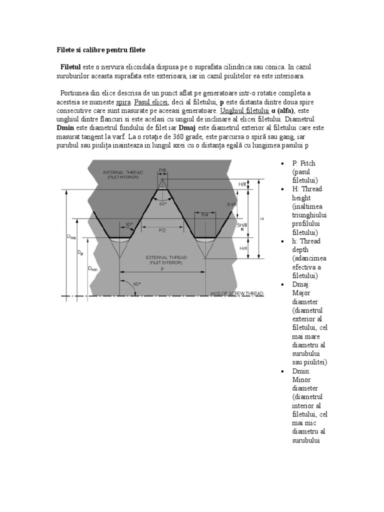 Filete Si Calibre Pentru Filete | PDF
