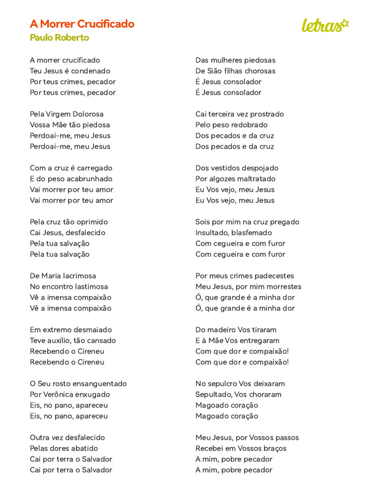 A Morrer Crucificado - Letra e Composição | PDF