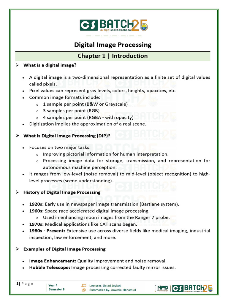 DIP-summary ch1,2,3&4 | PDF | Rgb Color Model | Signal Processing
