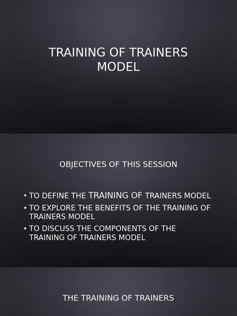 Training of Trainers Model Overview | PDF | Learning | Adult Education