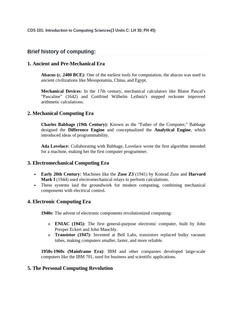 COS 101 University of Port Harcourt | PDF | Computer Data Storage ...