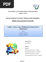 Análise e crítica a uma planificação sobre a alimentação