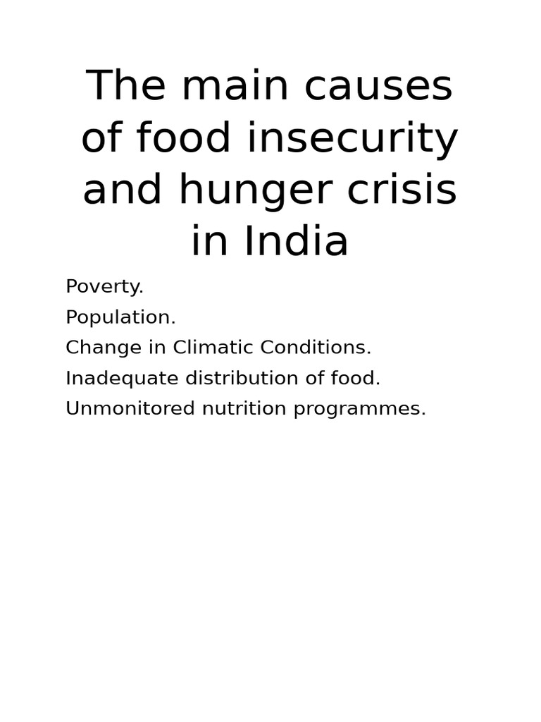 Causes of Food Insecurity in India | PDF