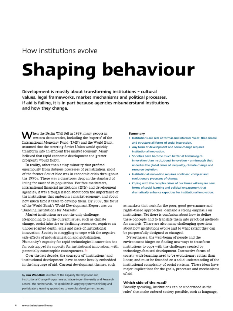How Institutions Evolve Shaping Behaviour-Wageningen University and ...