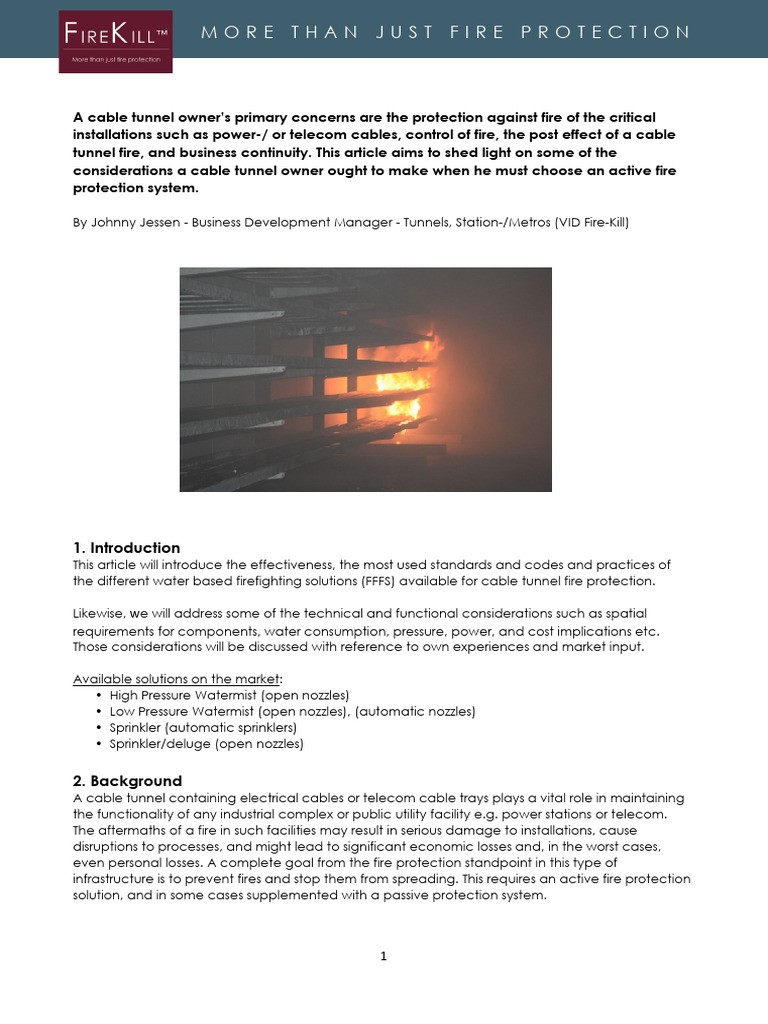 Cable Tunnel Fire Protection Solutions | PDF | Fire Sprinkler System ...