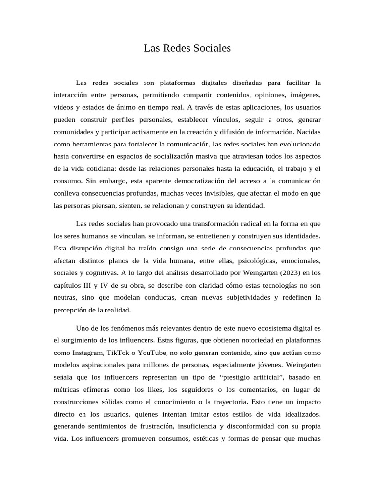 Impacto de las Redes Sociales en la Vida Cotidiana | PDF | Cultura ...
