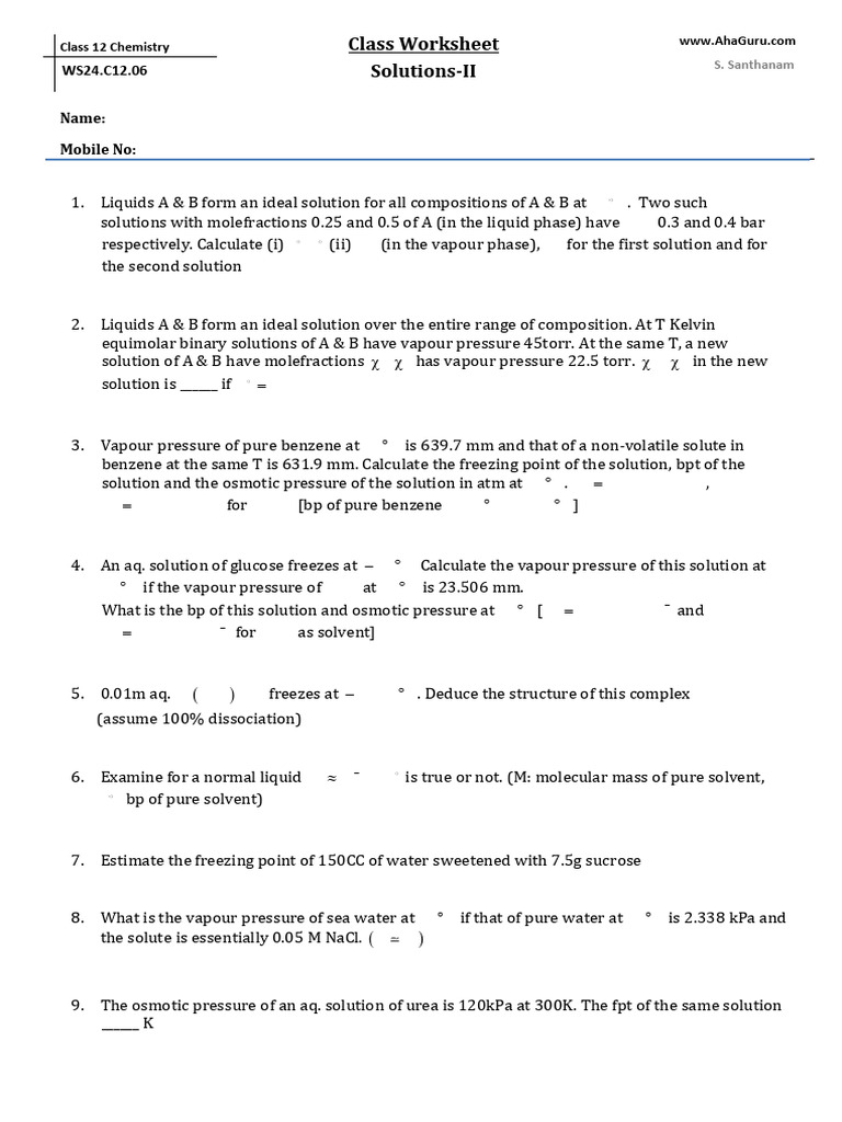Isomolal Solutions in Colligative Properties | PDF | Chemical ...