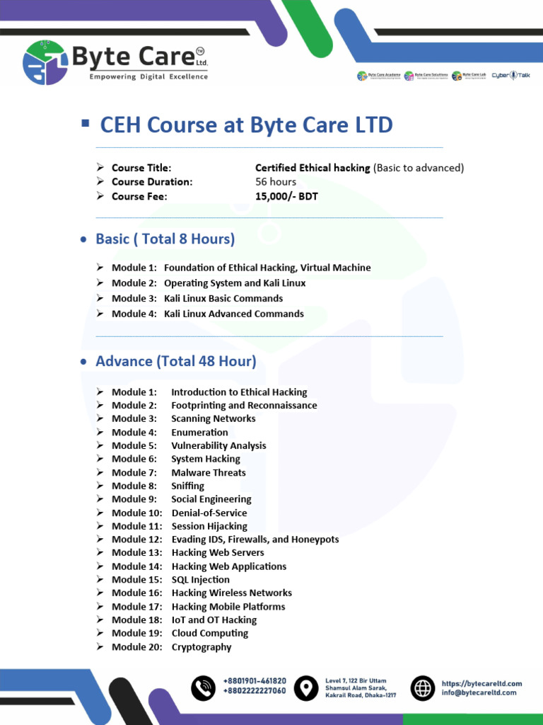 CEH Course Overview at Byte Care LTD | PDF | Information Age | Computing