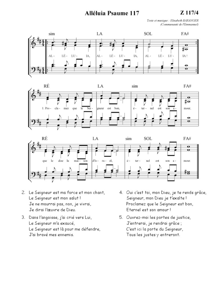 Alleluia Psaume 117 Proclamez Que Le Seigneur Est Bon