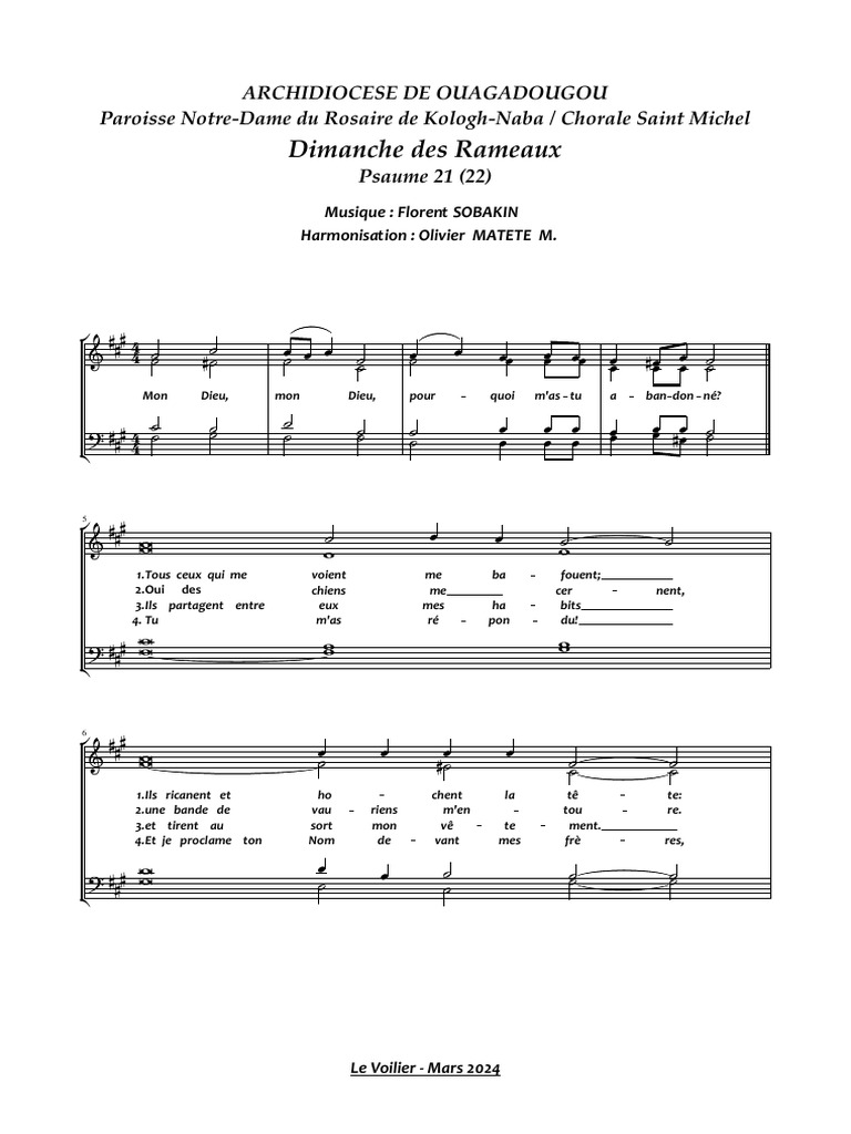 Psaume 21 pour Dimanche des Rameaux | PDF