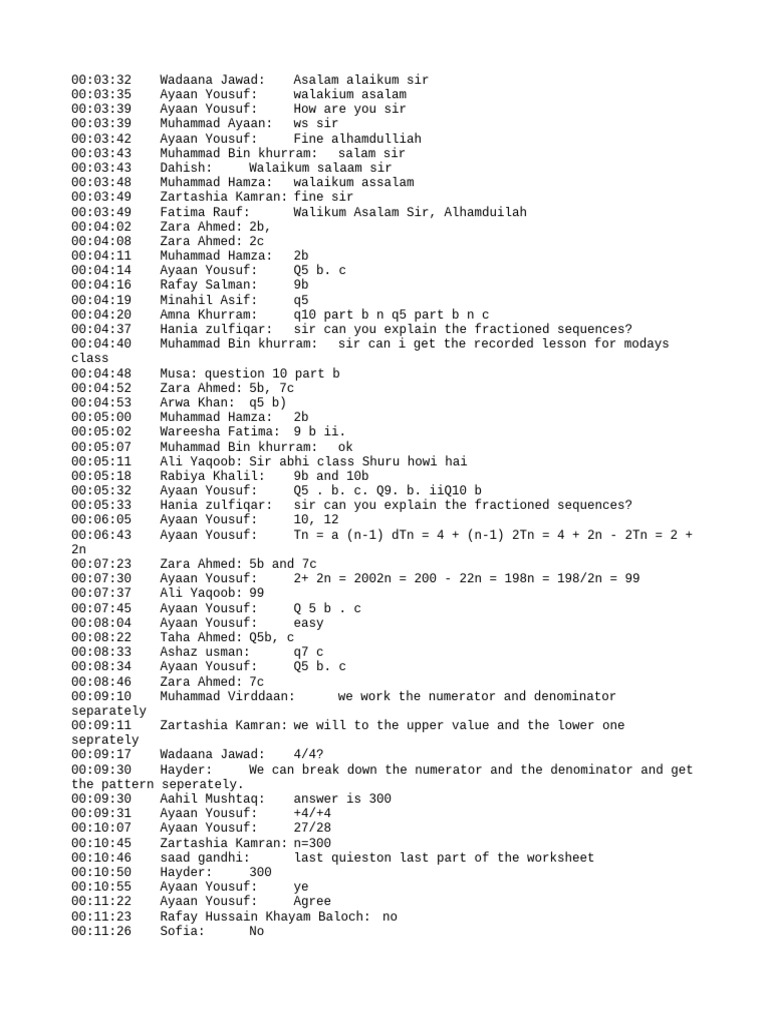 Class Discussion on Fractioned Sequences | PDF | Arithmetic ...