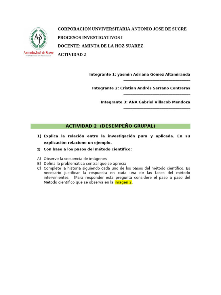 Actividad 2 Metodo Cientifico en Grupo | PDF